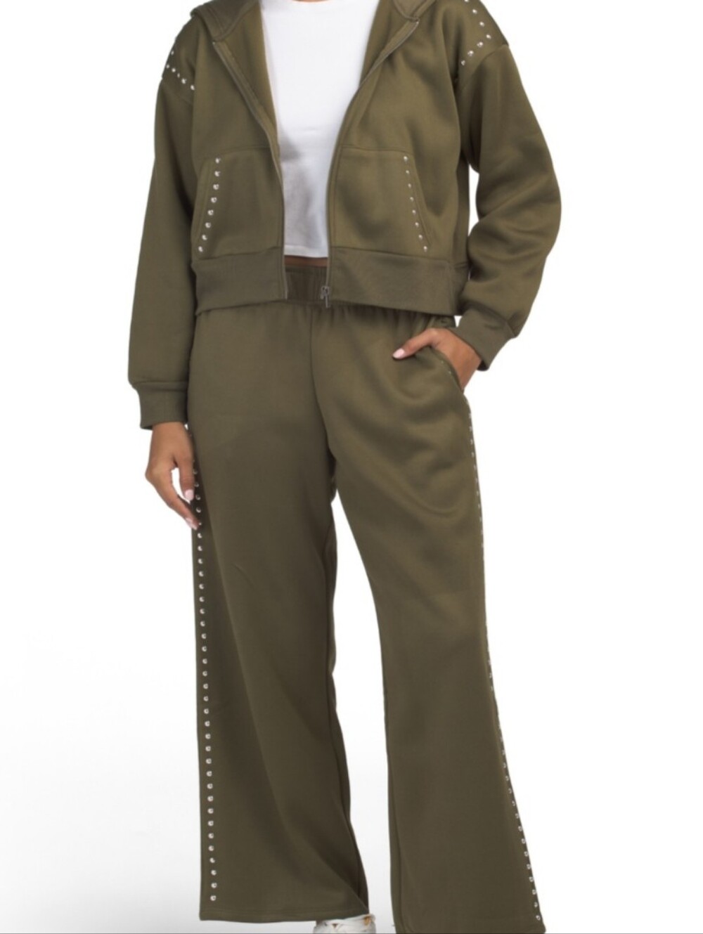 Chaser Daze Wide Leg Sweatpants In Olive Green NWT
